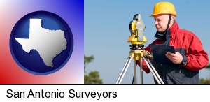 San Antonio, Texas - a surveyor with transit level equipment