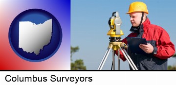 a surveyor with transit level equipment in Columbus, OH